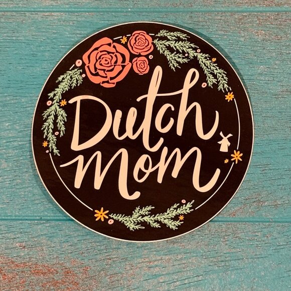 DUTCH Bros Dutch Mom Round Vinyl Sticker Mother's Day 2018 Roses Rare - Picture 1 of 2